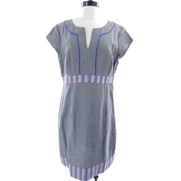Boden stunning linen dress in grays/purples sz 12 - Picture 1 of 14